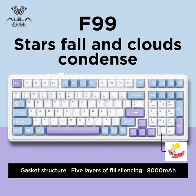 AULA F99 Wireless Mechanical Keyboard — Triple-Mode RGB Gasket