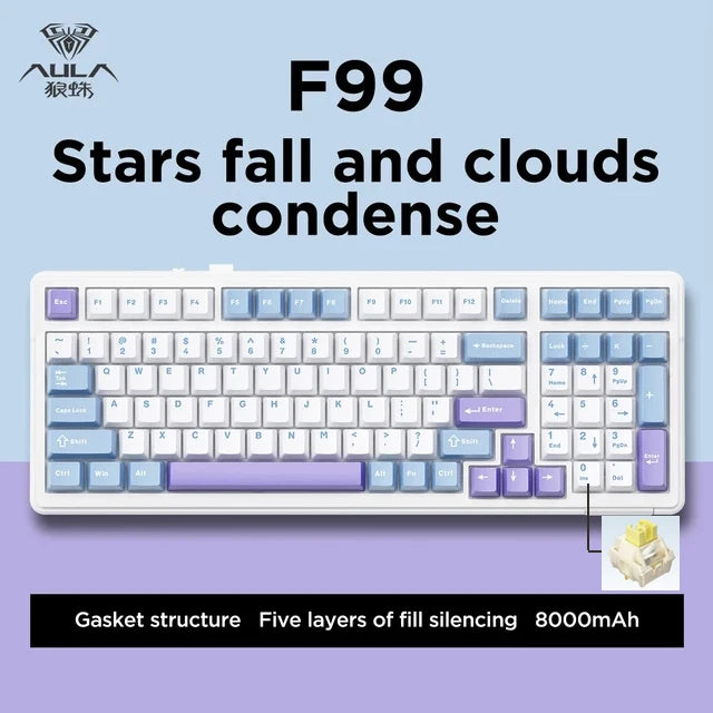 AULA F99 Wireless Mechanical Keyboard — Triple-Mode RGB Gasket
