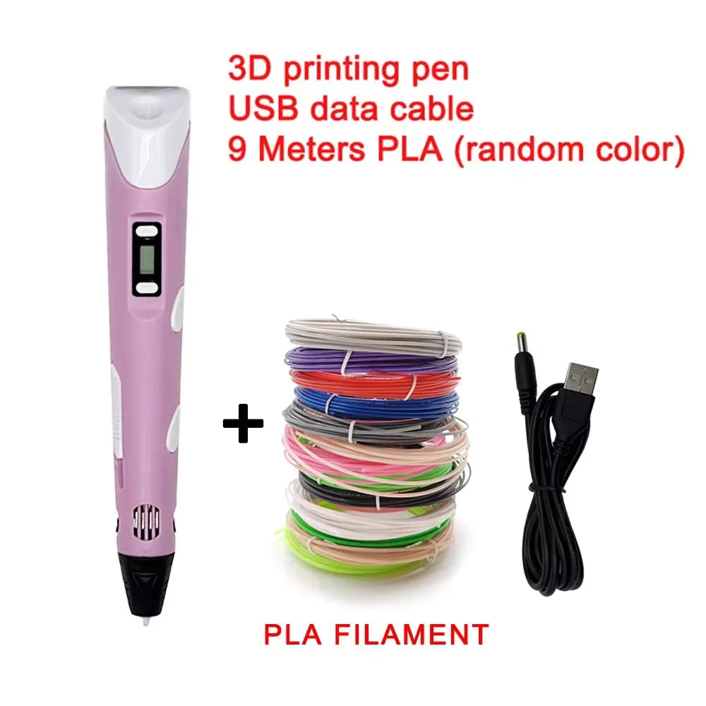 Electronic 3D Printing Pen with 9M PLA Filament – Intelligent Graffiti Tool | Kids & Adults Gift