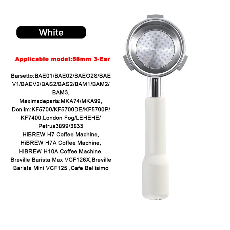 58mm Bottomless Portafilter – 3-Ear, Compatible with HiBREW H7, Breville Barista & More