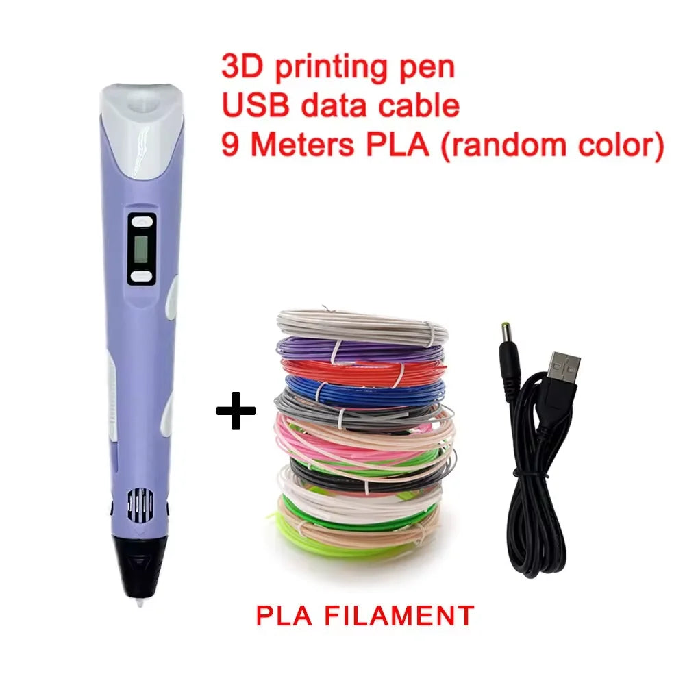 Electronic 3D Printing Pen with 9M PLA Filament – Intelligent Graffiti Tool | Kids & Adults Gift