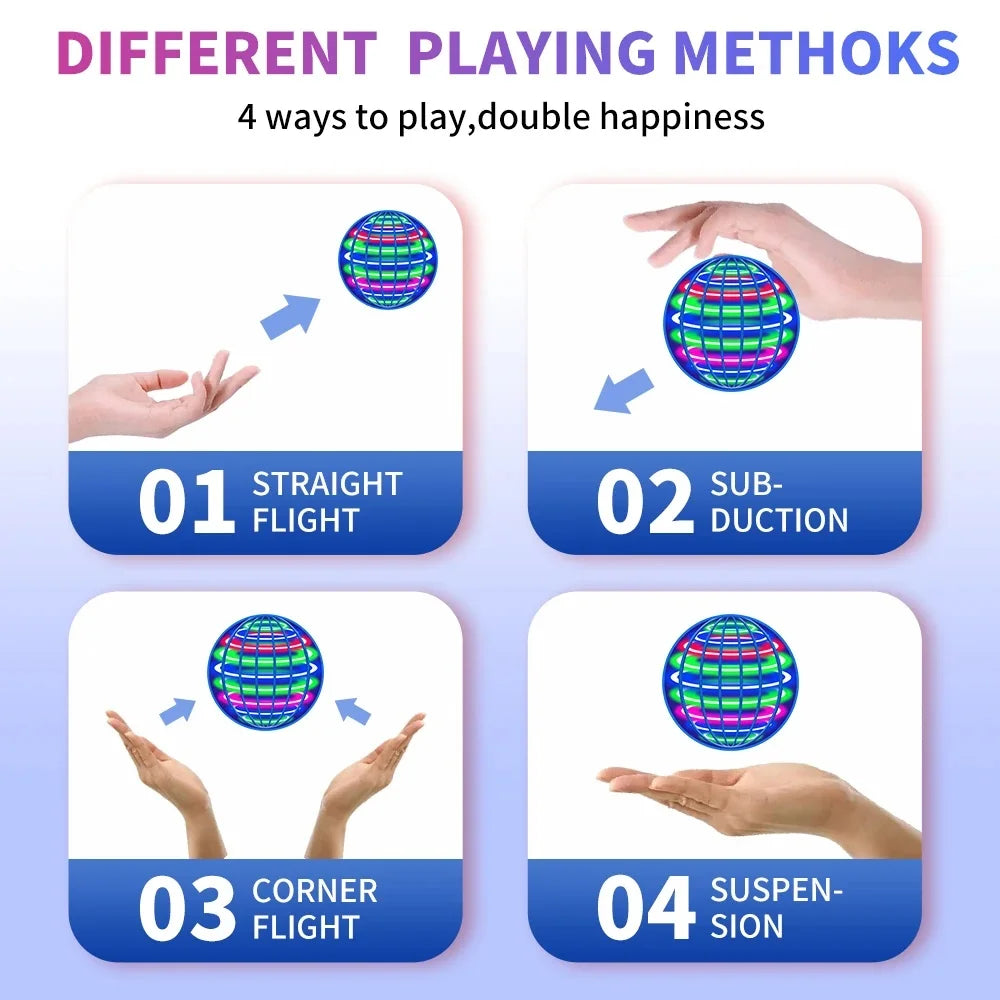 LED UFO Flying Ball Toy — Auto-Spinning Light-Up Magic Fan Ball