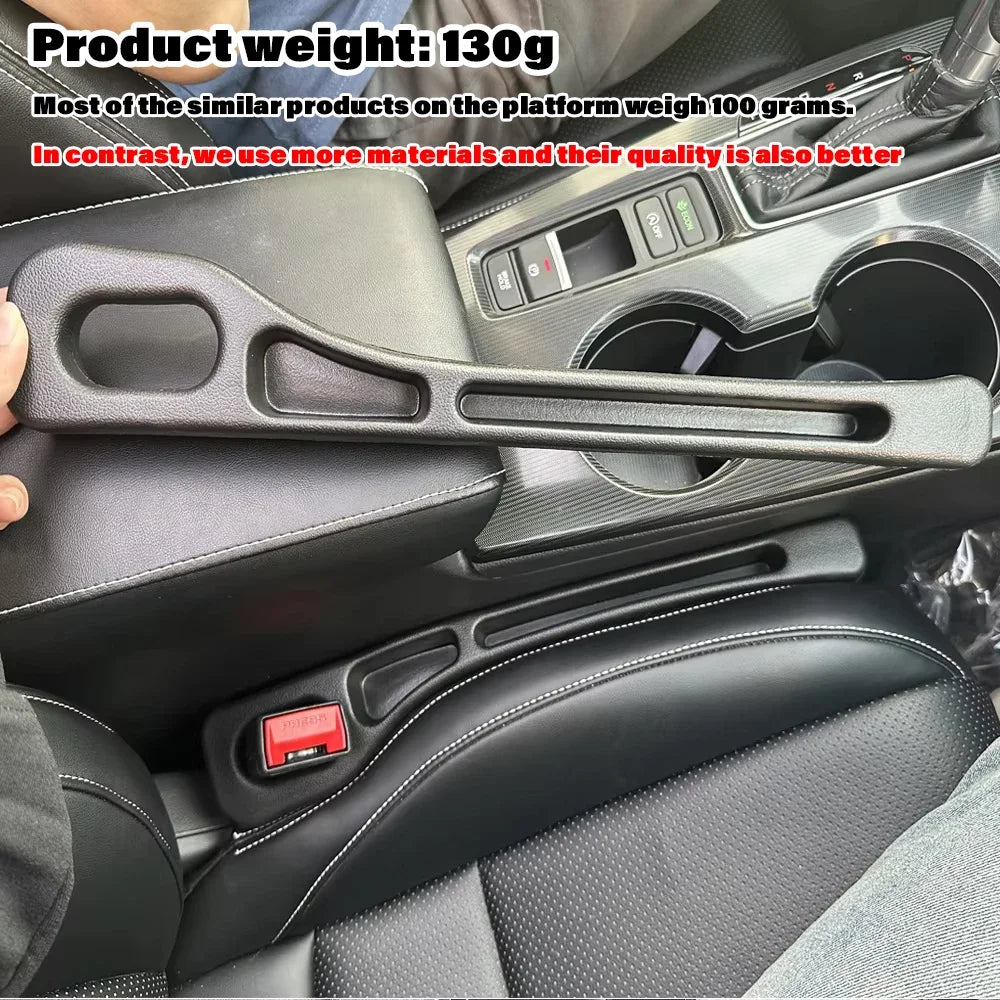 Car Seat Gap Filler Organizer 2-Pack — PU Anti-Leak Slot Stopper