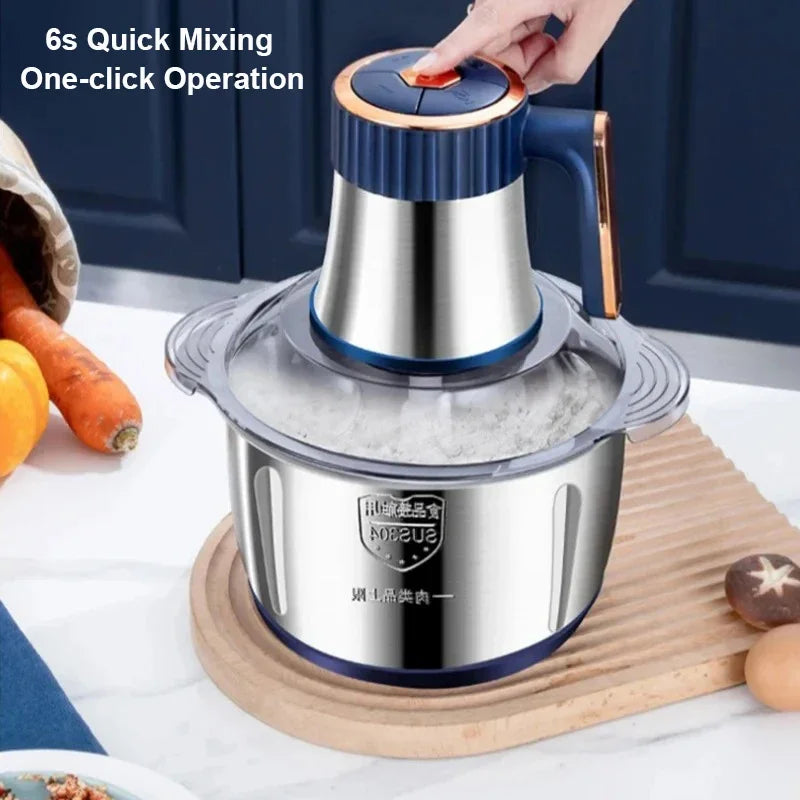 500W Electric Meat Grinder & Food Processor – 5L Stainless Steel, 5-Speed Mincer & Blender