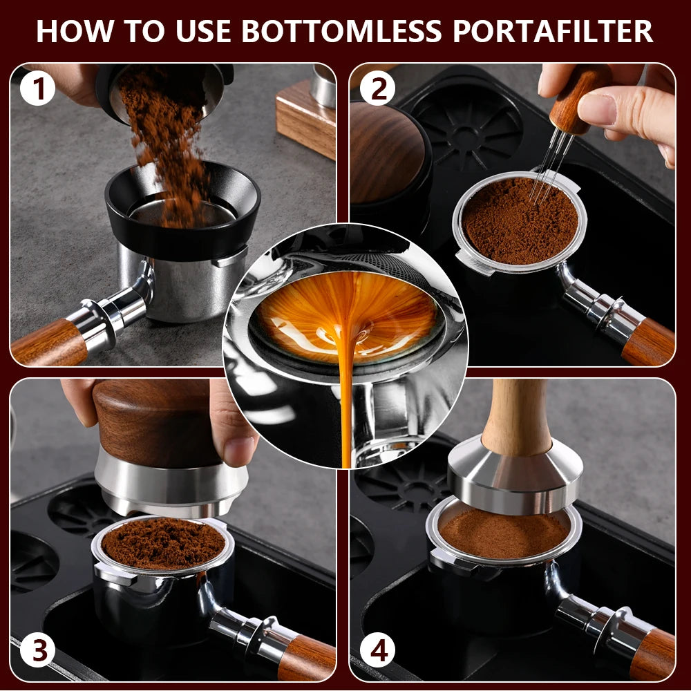 58mm Bottomless Portafilter – 3-Ear, Compatible with HiBREW H7, Breville Barista & More