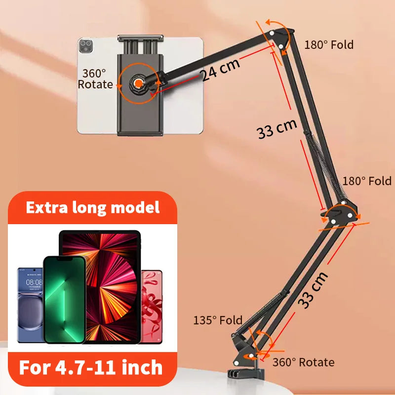 Universal Flexible Tablet & Phone Holder — Hands-Free Aluminum Arm