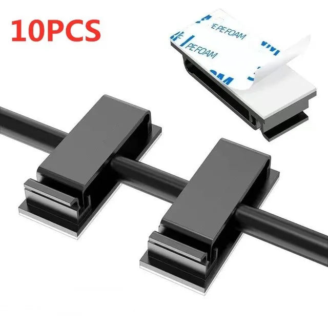 Self-Adhesive Cable Clips — Sleek Desk & Car Cord Management