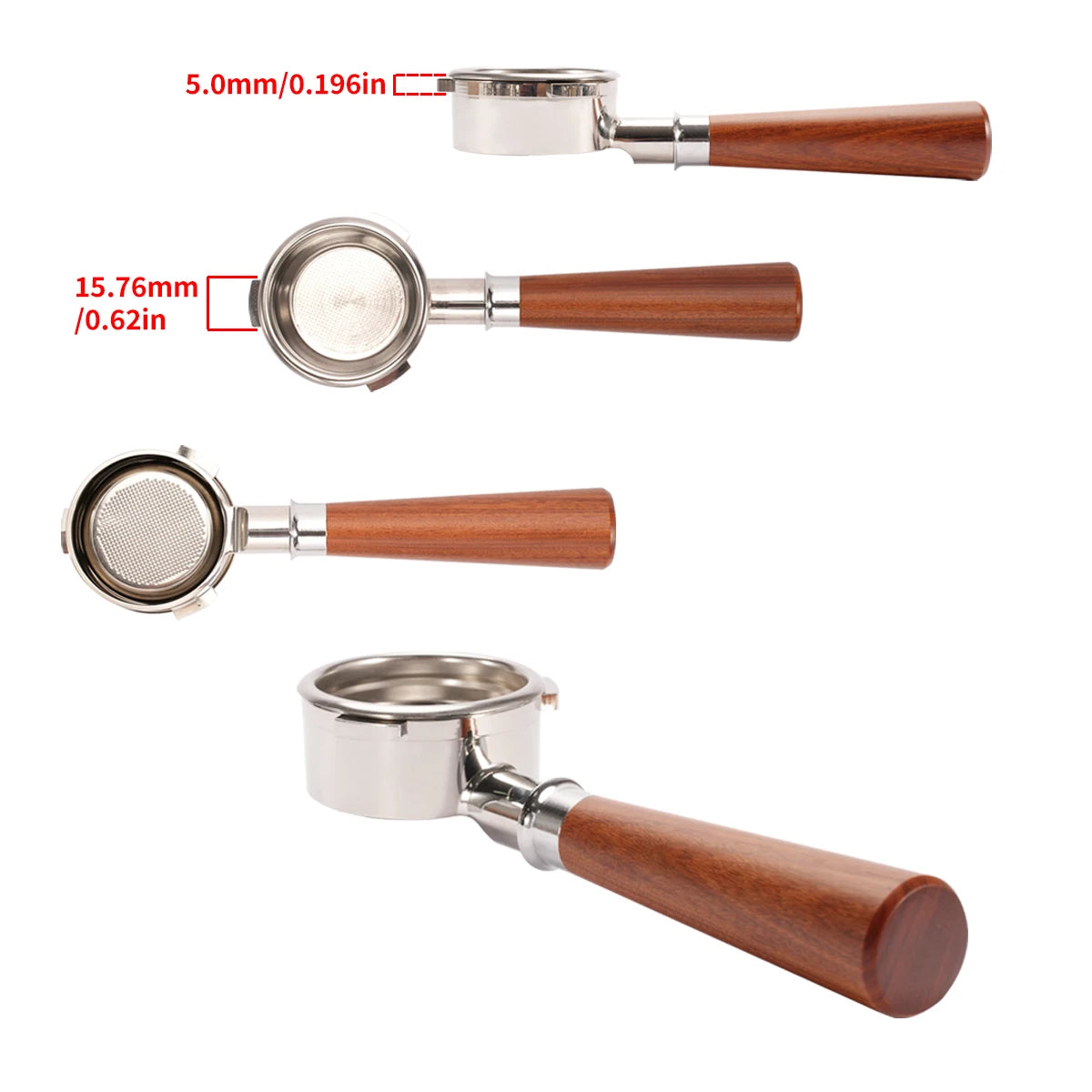 58mm Bottomless Portafilter – 3-Ear, Compatible with HiBREW H7, Breville Barista & More