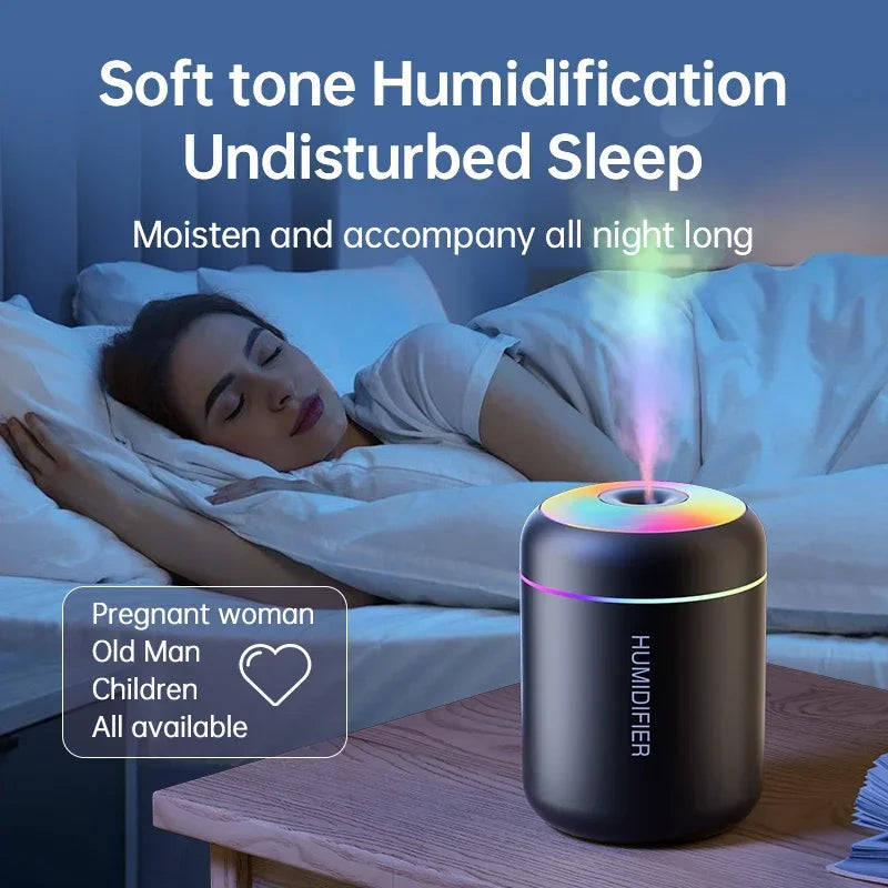 Car Mini Air Humidifier & Aroma Diffuser – 180ml USB Essential Oil Mist Maker with LED Light
