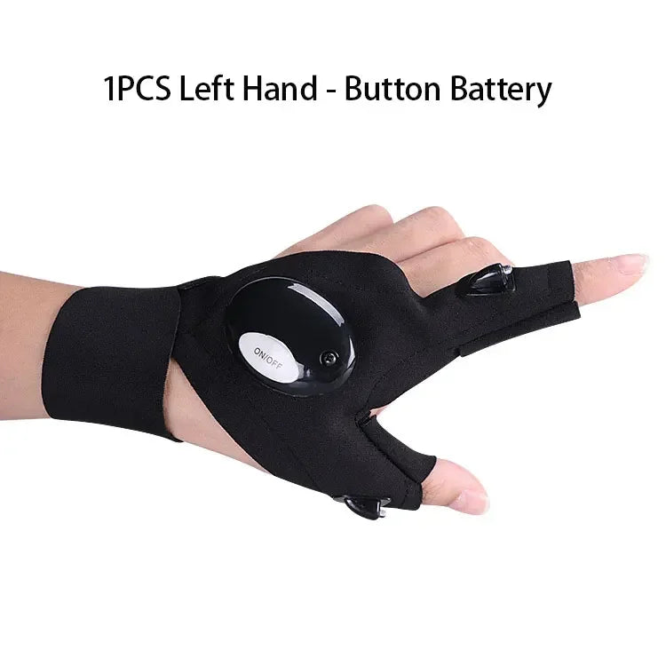 LED Flashlight Fishing Strap Fingerless Gloves Waterproof Cycling Camping Hiking Rescue Glove Lamp Lighting Gloves