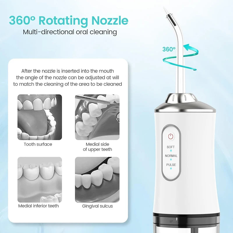 Portable Water Flosser — USB Rechargeable Oral Irrigator, 220ml Tank