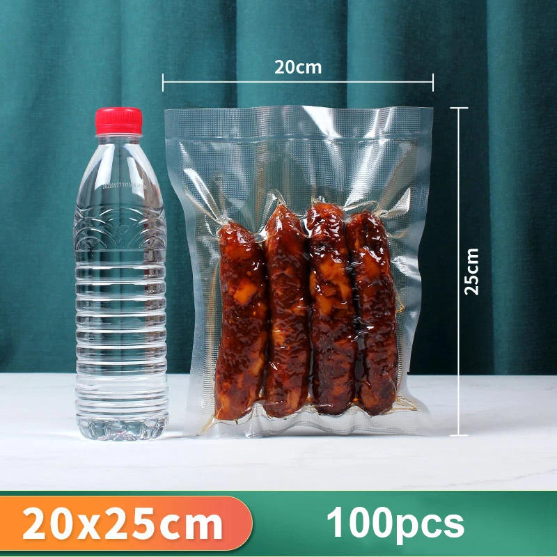 100-Pack Vacuum Food Storage Bags — 5 Sizes, Lasting Freshness