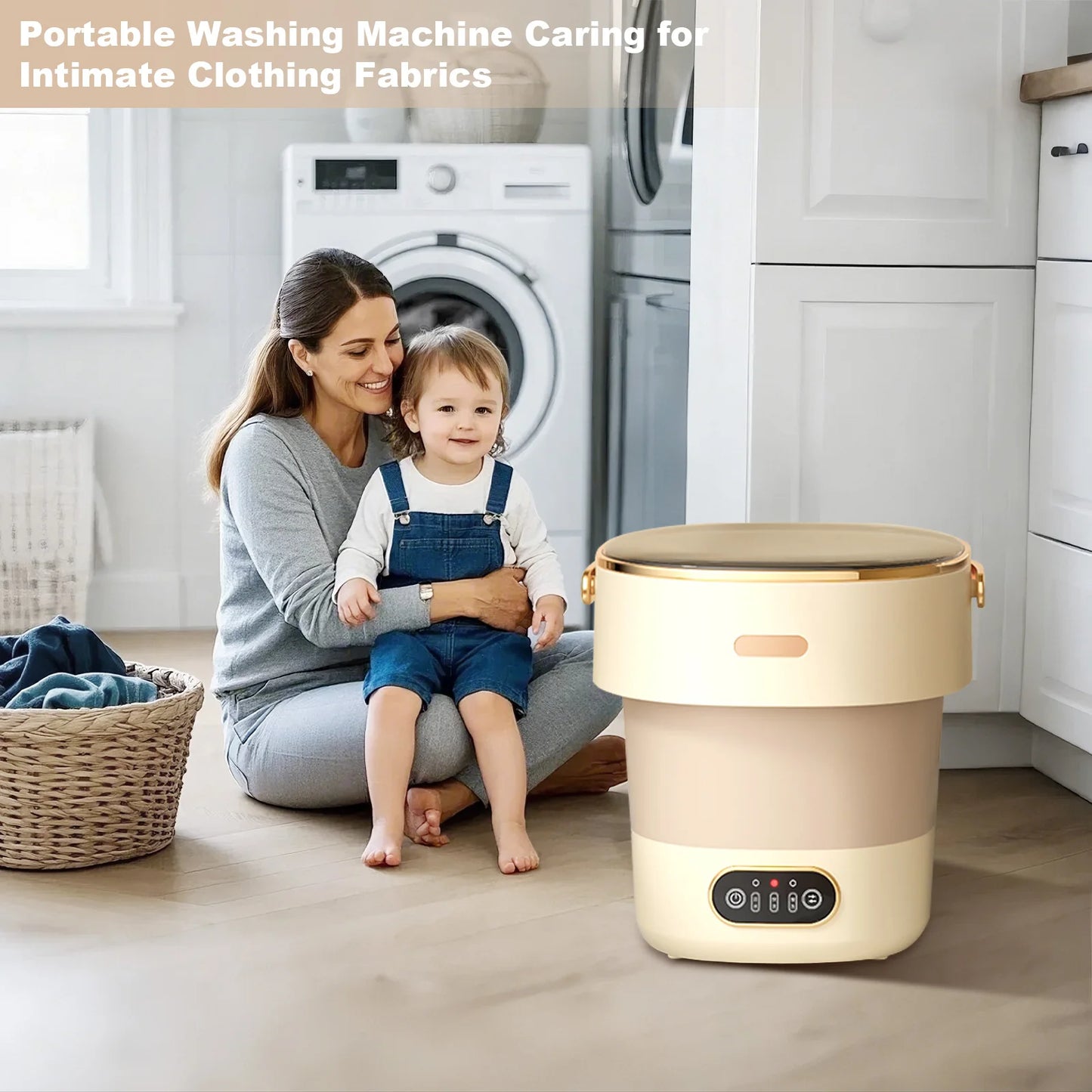 Portable Mini Washing Machine with Spin Dryer – 13L Fully Automatic Folding Washer for Underwear & Baby Clothes