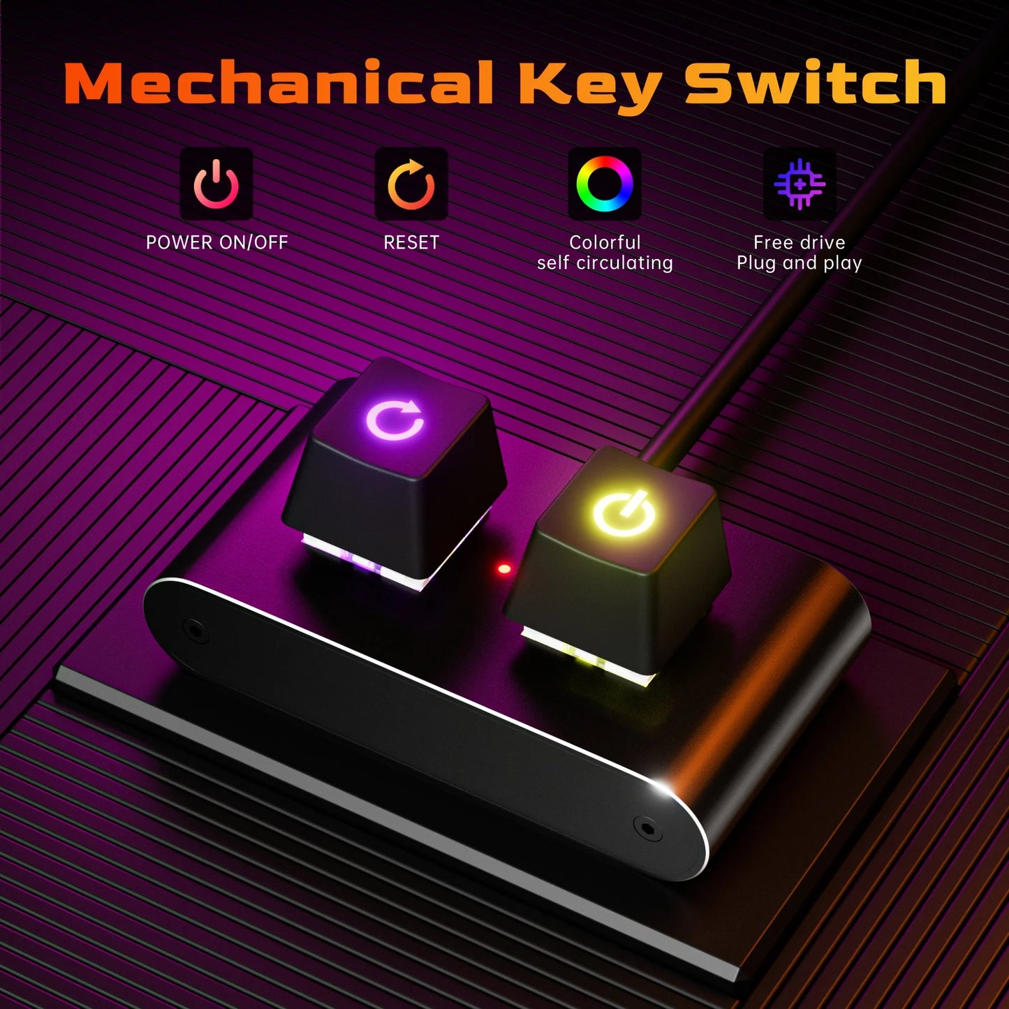PC Power Switch Extension Cable — 1.8m LED Desktop Control