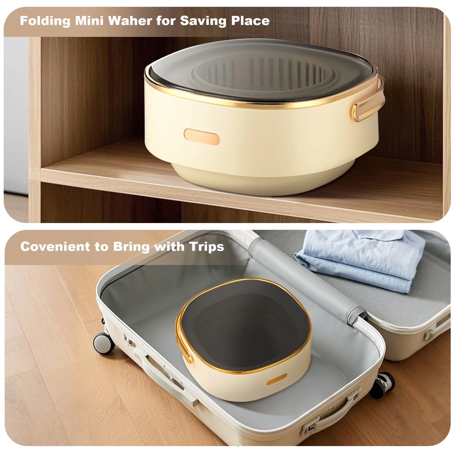 Portable Mini Washing Machine with Spin Dryer – 13L Fully Automatic Folding Washer for Underwear & Baby Clothes