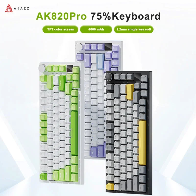 Ajazz AK820 Pro Mechanical Keyboard — Triple-Mode Wireless, Custom Gasket