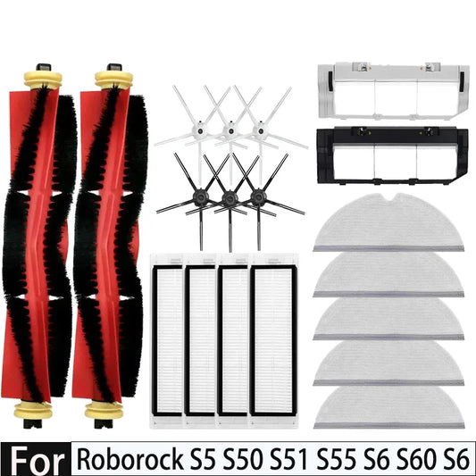 Roborock S5/S6 Robot Vacuum Replacement Parts – HEPA Filter, Mop Cloth, Side & Main Brush Kit