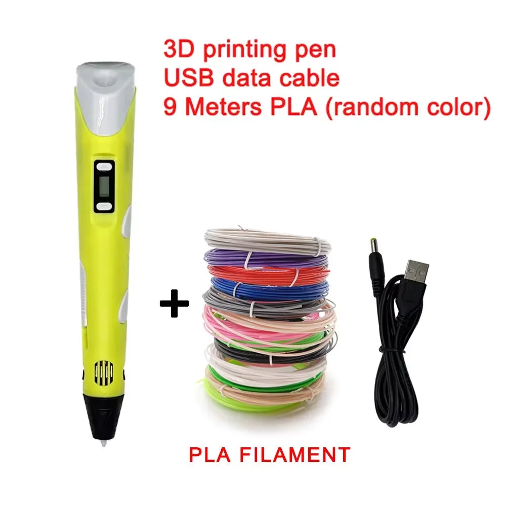 Electronic 3D Printing Pen with 9M PLA Filament – Intelligent Graffiti Tool | Kids & Adults Gift