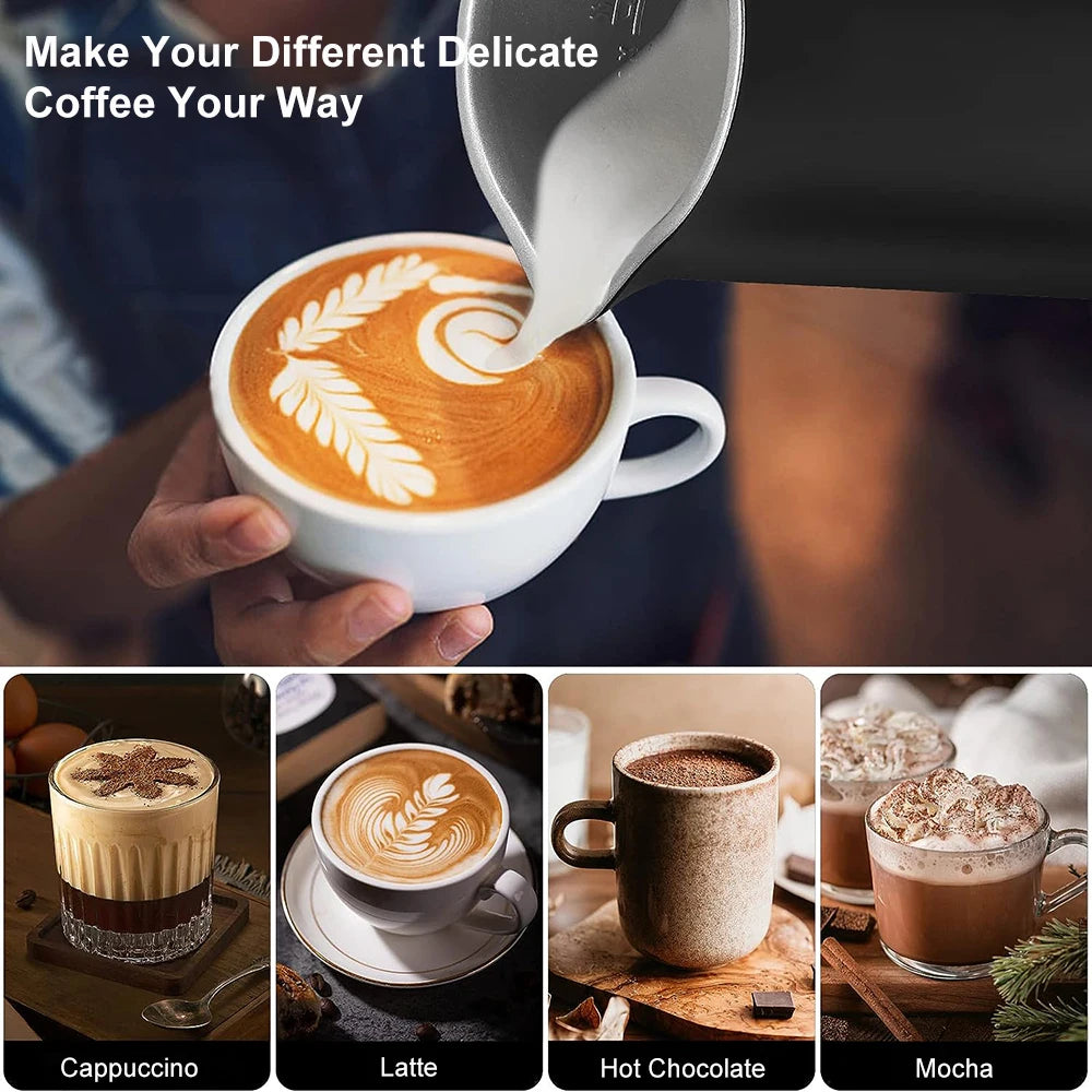 4-in-1 Electric Milk Frother – Hot & Cold Foam Maker for Coffee, Cappuccino & Latte