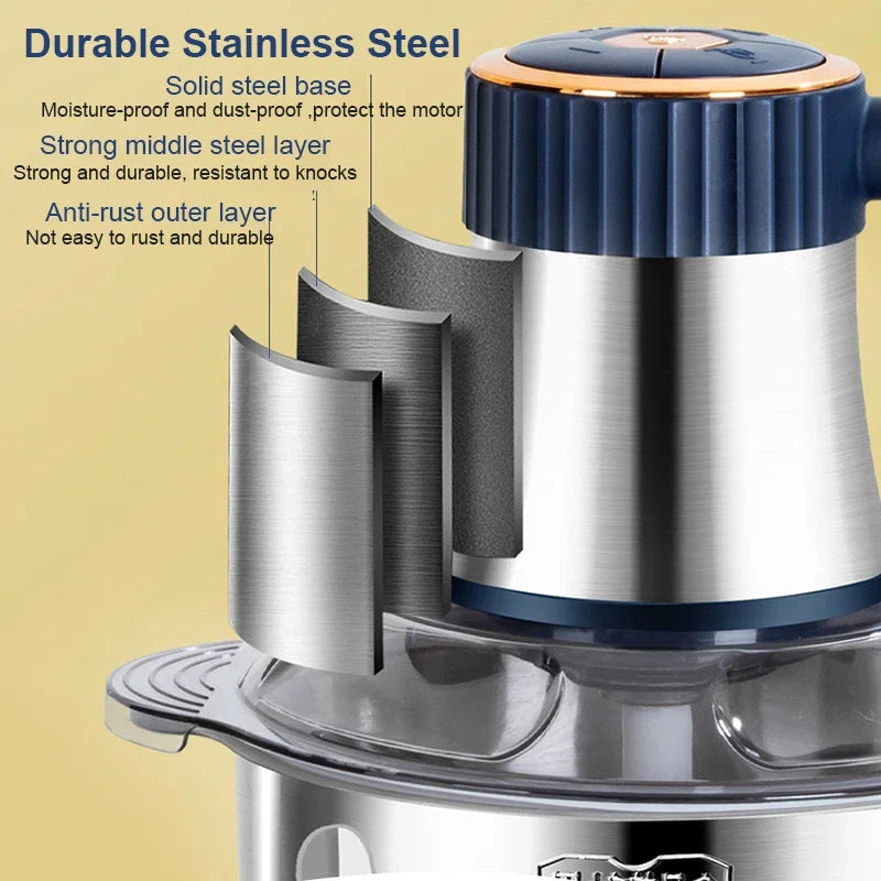 500W Electric Meat Grinder & Food Processor – 5L Stainless Steel, 5-Speed Mincer & Blender