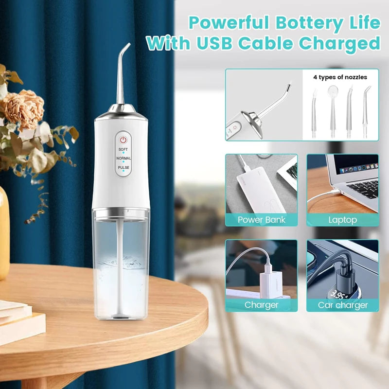 Portable Water Flosser — USB Rechargeable Oral Irrigator, 220ml Tank
