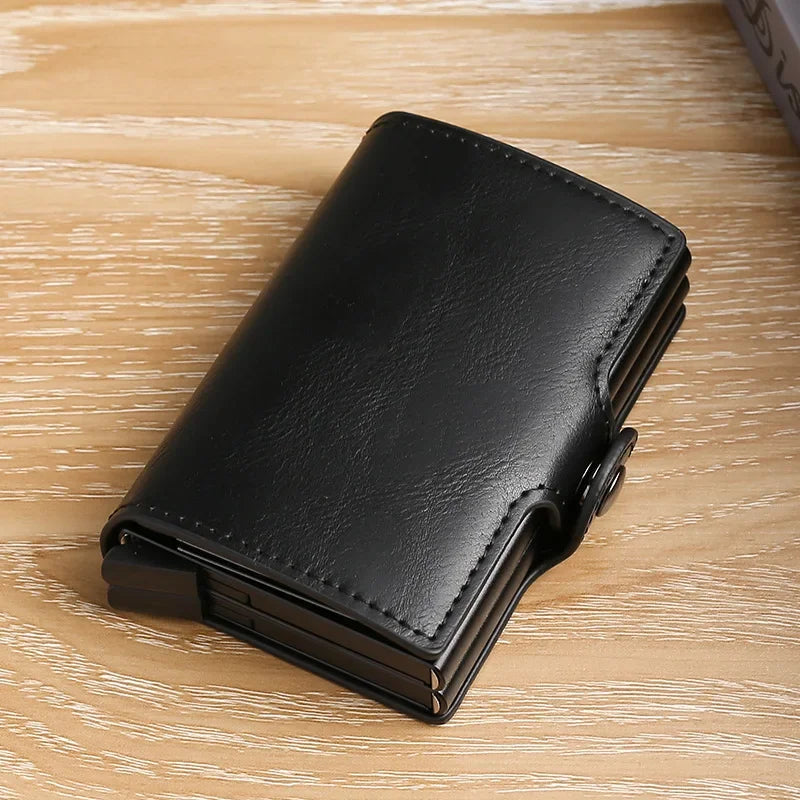 New Double Layer High Capacity Men ID Credit Bank Card Holder Wallet Anti Rfid Blocking Protected Magic Mini Small Money Wallets